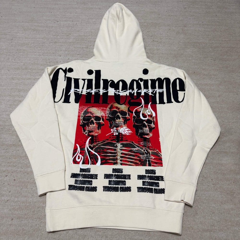 Civil Regime Before We're Gone Blooming Hoodie Skeletons Off-White Men's NWT